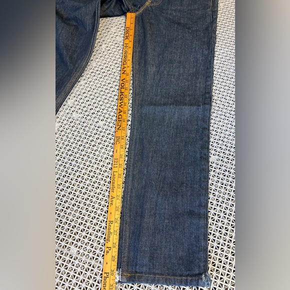 Levi's 501 Button Fly Straight Leg Dark Wash Denim Jeans - Picture 11 of 15